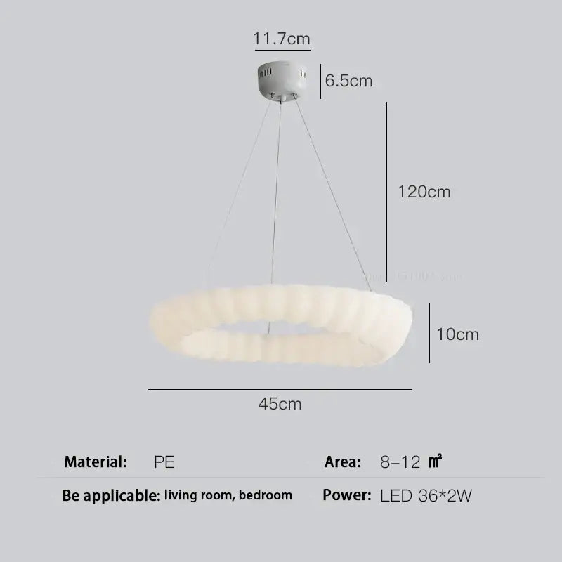A modern off-white decorbites cloud led chandelier with textured pe material and frosted white glass for bedrooms