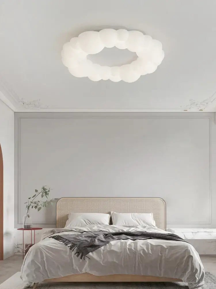 Soft cloud shaped decorbites cloud led chandelier with frosted white glass and oval ring design for bedroom lighting