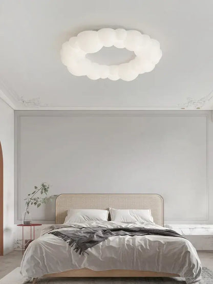 Soft cloud shaped decorbites cloud led chandelier with frosted white glass and oval ring design for bedroom lighting