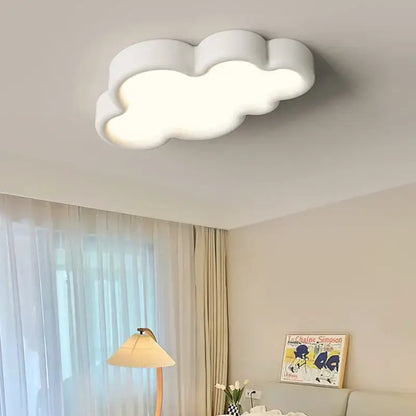 White cloud-shaped decorbites cloud led chandelier with natural wood and soft diffused glow for child room lighting