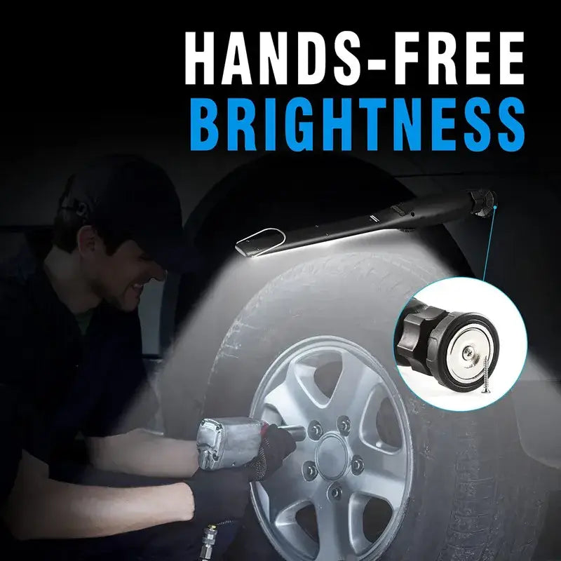 Black decorbites cob led hands-free work light with adjustable brightness and magnetic base for tire work convenience