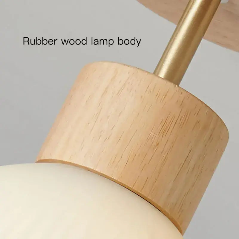 Minimalist ceiling chandelier by decorbites coco wood with natural rubber wood body and brass accents for corridor lighting