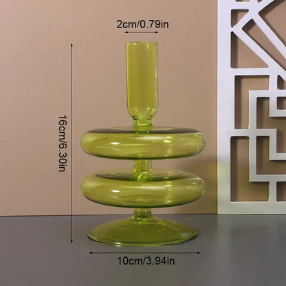 DecorBites™ colored glass vase in translucent lime green with modern tiered rings for stylish home decor