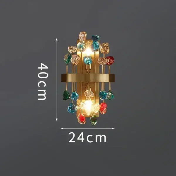 Decorbites colorful crystal dining room pendant light with gold metal frame and multicolored faceted glass beads