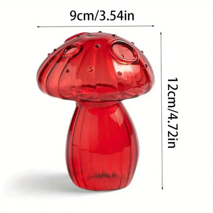 DecorBites™ vibrant red colorful mushroom vase with glossy finish and detailed ridges for Nordic style home decor