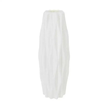 DecorBites™ modern flower vase in white ceramic with fluted texture and wider base for stylish home décor
