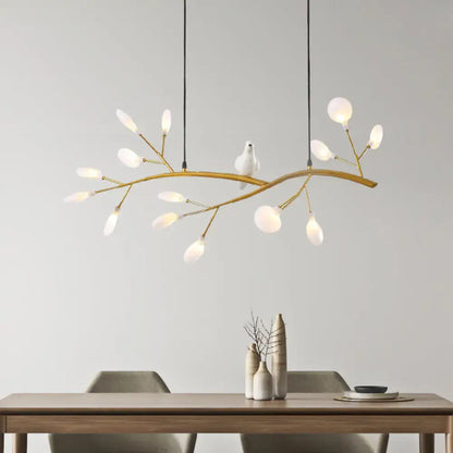 Decorbites™ contemporary gold-toned acrylic led pendant light with bird decoration and frosted glass bulbs for 220v-240v use