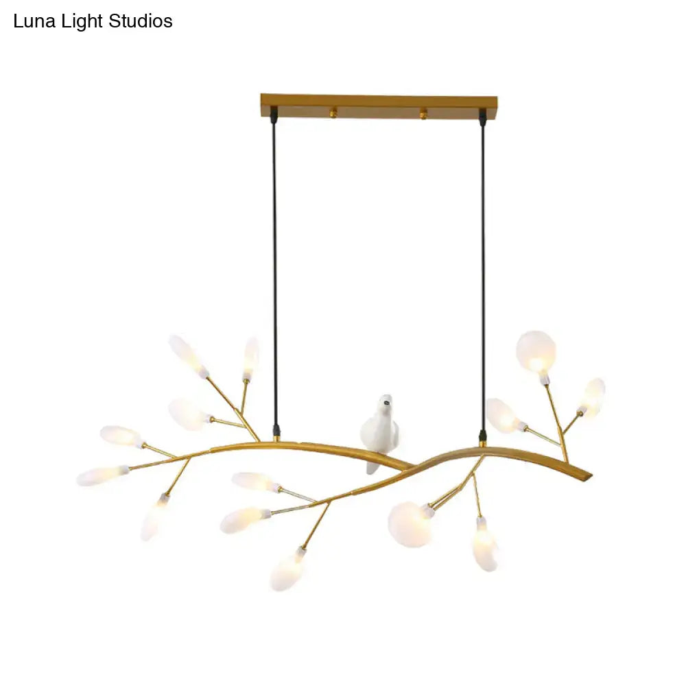 Decorbites™ contemporary gold-toned acrylic led pendant light with bird decoration and frosted globe bulbs 220v-240v