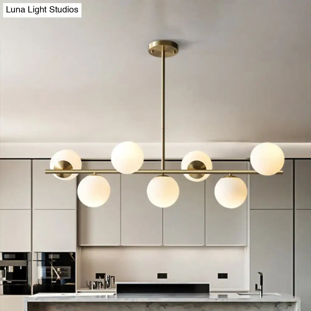 Decorbites™ contemporary brass pendant lamp with six frosted glass globes sphere island lighting 220v-240v 110v-120v