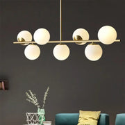 Decorbites contemporary brass pendant lamp with six frosted glass globe shades for living room sphere island lighting 220v-240v