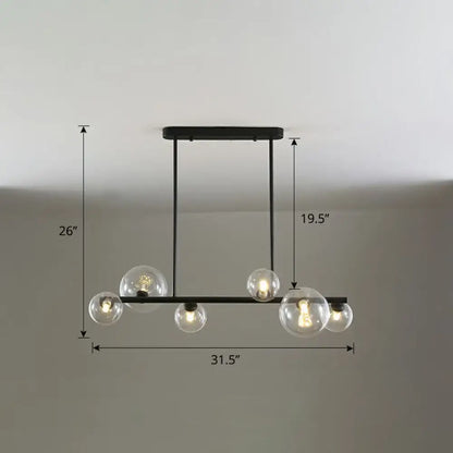 Black metal DecorBites™ chandelier with five clear glass globe bulbs ceiling light for dining room use
