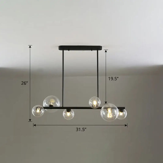 Black metal DecorBites™ chandelier with five clear glass globe bulbs ceiling light for dining room use