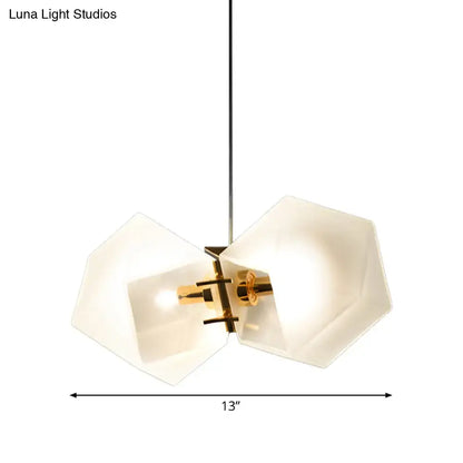Decorbites contemporary frost white glass honeycomb island lamp with frosted white glass shades and brass accents