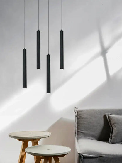 Decorbites™ contemporary nordic led pendant light with black cylindrical design for dining room illumination