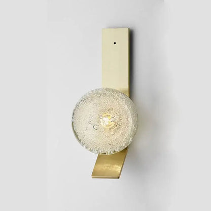 Gold-toned DecorBites™ contemporary wall light with textured bubble-filled glass globe for elegant interior lighting