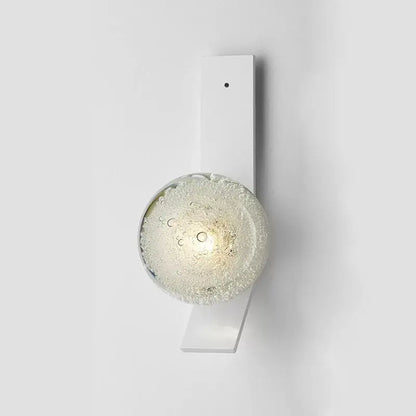 Decorbites™ contemporary wall light with modern white wall sconce and spherical glass globe filled with bubbles