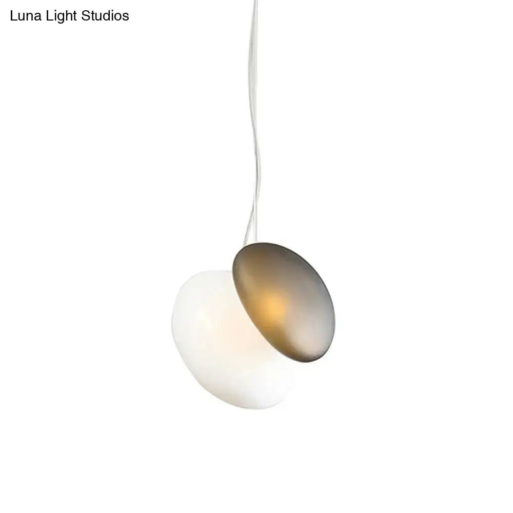 Decorbites contemporary white glass pendant light with overlapping white glass and bronze oval shades for dining room ceiling 220v-240v 110v-120v
