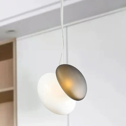 Decorbites™ contemporary white glass pendant light with dual-toned opaque white glass and bronze disc shades for dining room, 220v-240v 110v-120v