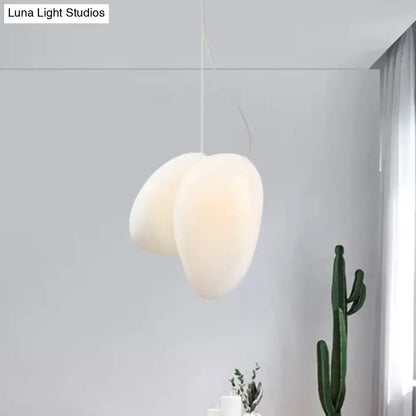 Decorbites™ contemporary white glass pendant light with cream-colored diffuse shade for dining room ceiling 220v-240v 110v-120v