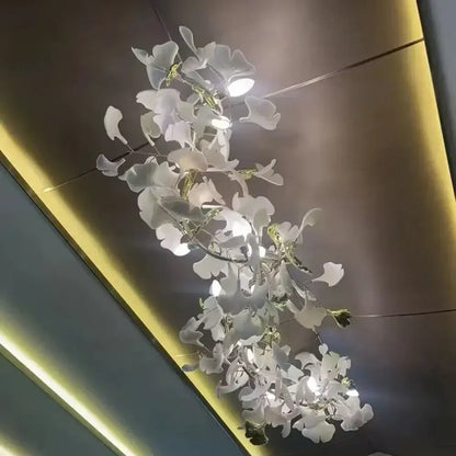 DecorBites™ Copper Ceramic Leaf Chandelier Lantern for Indoor Living Room & Lobby - Luxury Light