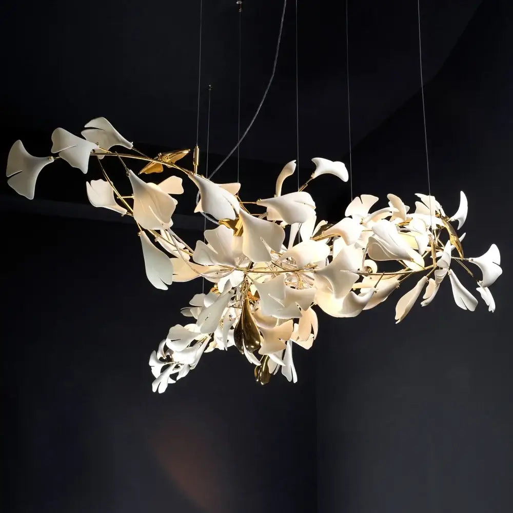 DecorBites™ Copper Ceramic Leaf Chandelier Lantern for Indoor Living Room & Lobby - Luxury Light