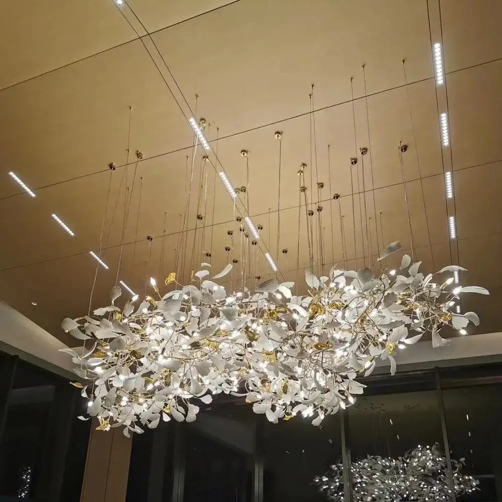 DecorBites™ Copper Ceramic Leaf Chandelier Lantern for Indoor Living Room & Lobby - Luxury Light