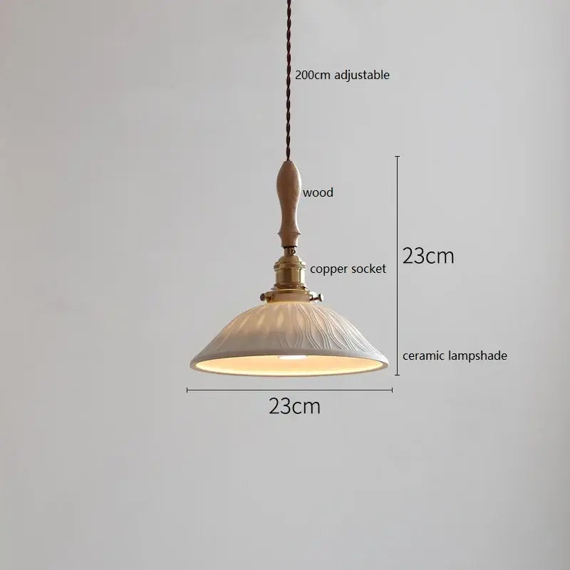 Decorbites™ Kupfer-Keramik-LED-Hängeleuchte mit Holzgriff für die Einrichtung zu Hause