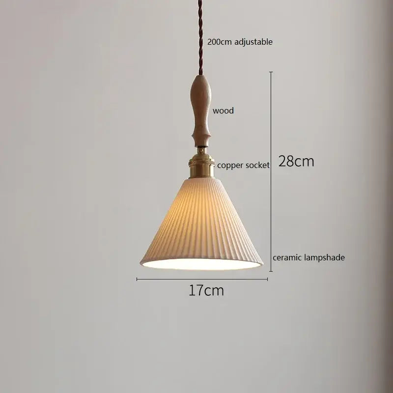 Decorbites™ Kupfer-Keramik-LED-Hängeleuchte mit Holzgriff für die Einrichtung zu Hause