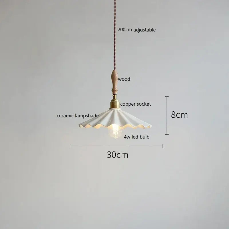 Decorbites™ Kupfer-Keramik-LED-Hängeleuchte mit Holzgriff für die Einrichtung zu Hause