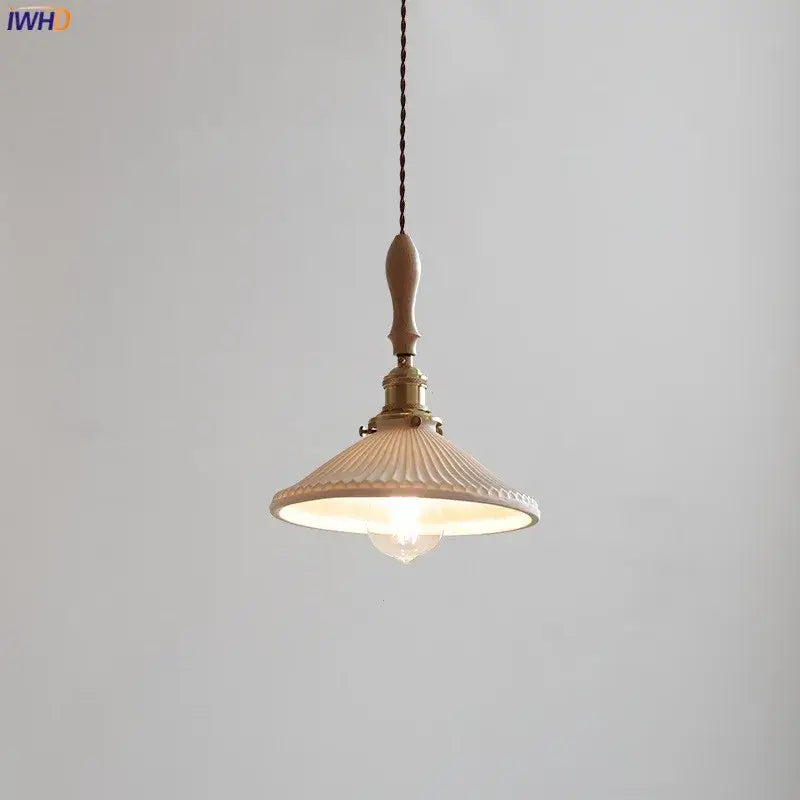 Decorbites™ Kupfer-Keramik-LED-Hängeleuchte mit Holzgriff für die Einrichtung zu Hause