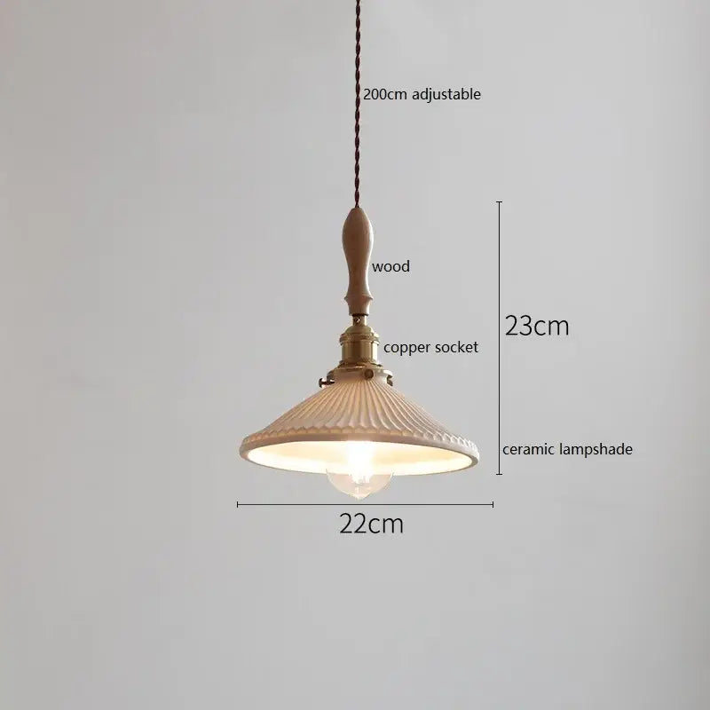 Decorbites™ Kupfer-Keramik-LED-Hängeleuchte mit Holzgriff für die Einrichtung zu Hause