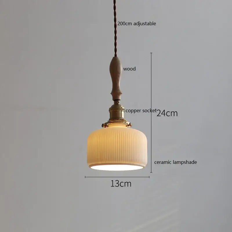 Decorbites™ Kupfer-Keramik-LED-Hängeleuchte mit Holzgriff für die Einrichtung zu Hause