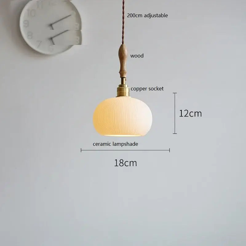 Decorbites™ Kupfer-Keramik-LED-Hängeleuchte mit Holzgriff für die Einrichtung zu Hause