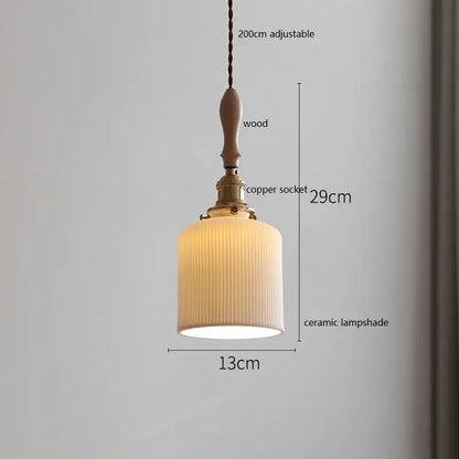 Decorbites™ Kupfer-Keramik-LED-Hängeleuchte mit Holzgriff für die Einrichtung zu Hause