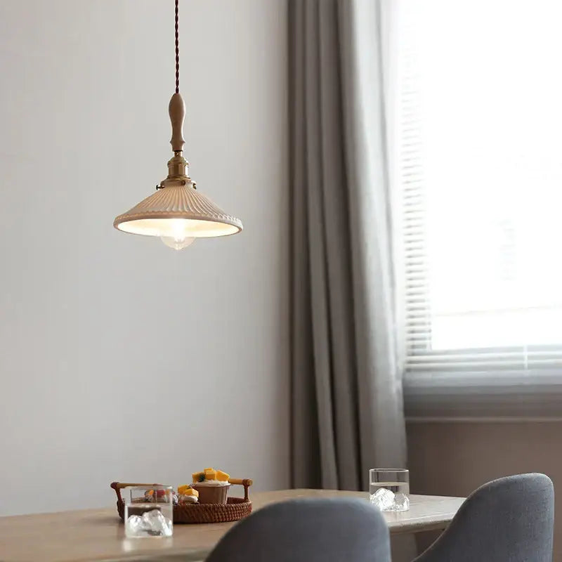 Decorbites™ Kupfer-Keramik-LED-Hängeleuchte mit Holzgriff für die Einrichtung zu Hause