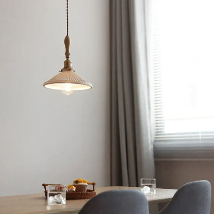 Decorbites™ Kupfer-Keramik-LED-Hängeleuchte mit Holzgriff für die Einrichtung zu Hause