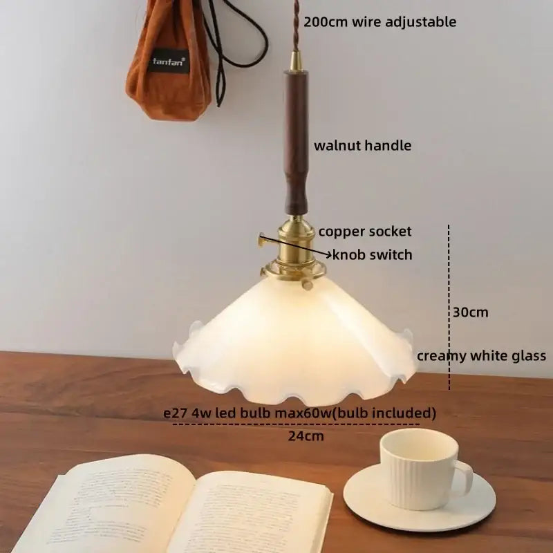 DecorBites™ Copper Ceramic LED Pendant Light with Knob Switch - 4w Bulb & Lamparas Colgante