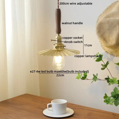 DecorBites™ Copper Ceramic LED Pendant Light with Knob Switch - 4w Bulb & Lamparas Colgante