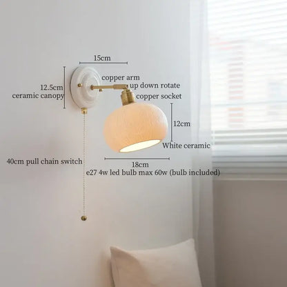 DecorBites™ Copper Ceramic LED Wall Lamp with Pull Chain Switch for Stair Living Room