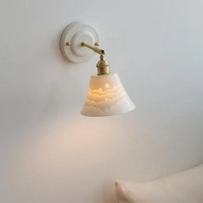DecorBites™ Copper Ceramic LED Wall Lamp with Pull Chain Switch for Stair Living Room