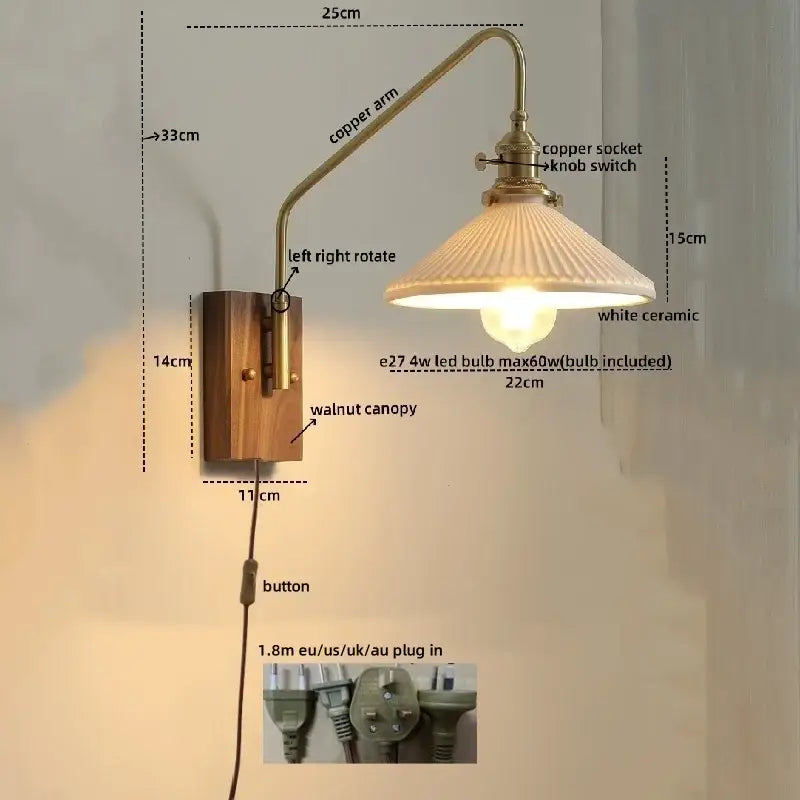 DecorBites™ Copper Ceramic LED Wall Lamps Modern Style for Bedroom Living Room Bar
