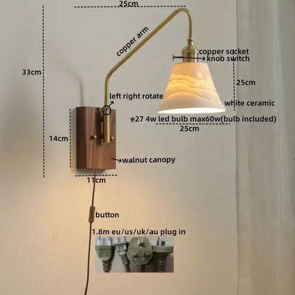 DecorBites™ Copper Ceramic LED Wall Lamps Modern Style for Bedroom Living Room Bar