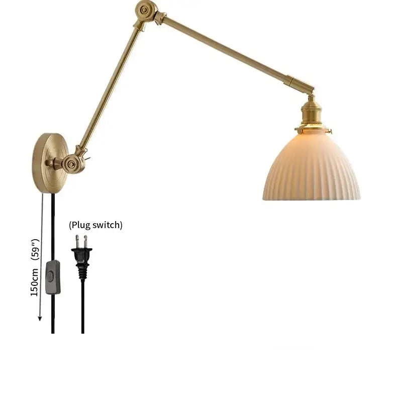 DecorBites™ Copper Ceramic Wall Sconce Pull Chain LED Wall Light