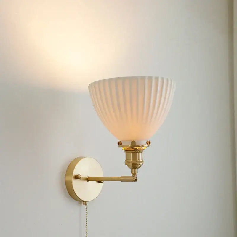 DecorBites™ Copper Ceramic Wall Sconce Pull Chain LED Wall Light