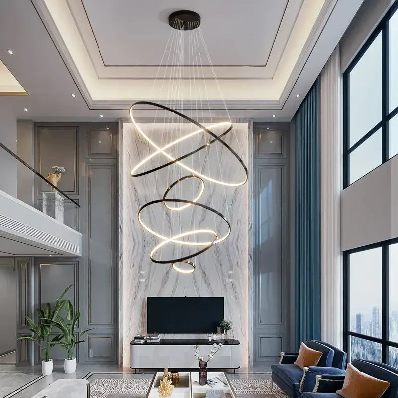 Decorbites™ Kupferkreis-Kronleuchter: Modernes minimalistisches Luxus für Wohnzimmer, Restaurant, Villa-Treppe