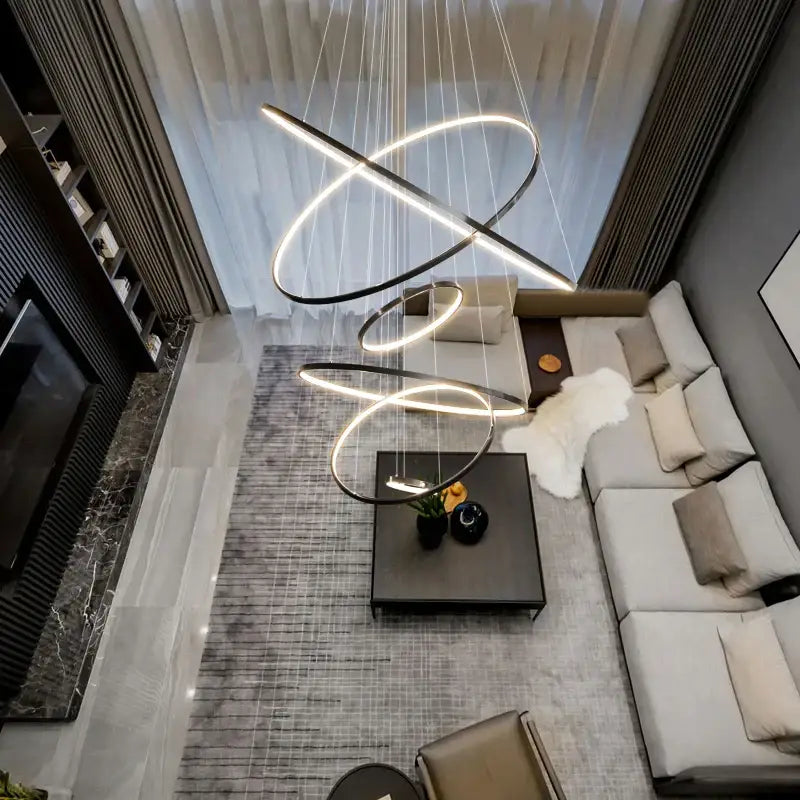 Decorbites™ Kupferkreis-Kronleuchter: Modernes minimalistisches Luxus für Wohnzimmer, Restaurant, Villa-Treppe