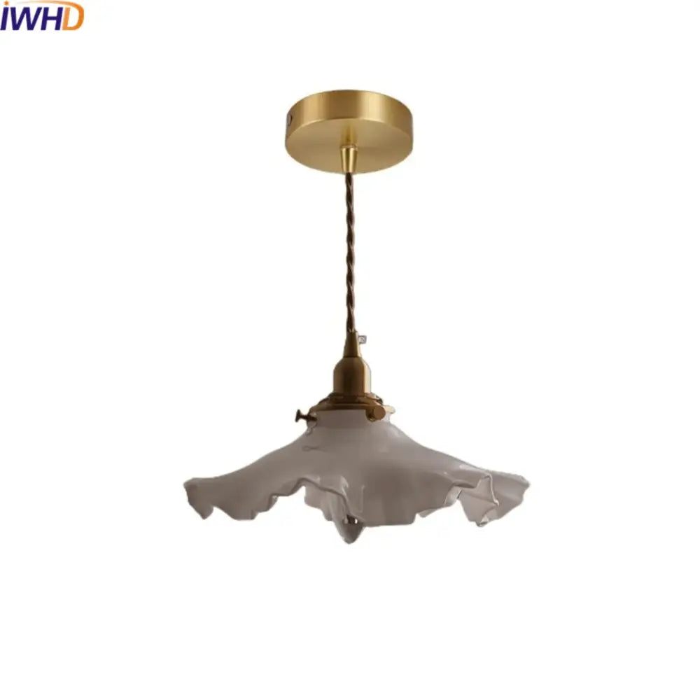 Classical brass and white glass pendant light with translucent shade and twisted cord for bedroom decorbites copper classical