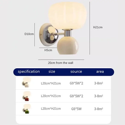 Creambites cream breeze frosted glass pumpkin wall sconce with spherical globe and polished chrome bracket for bedroom light