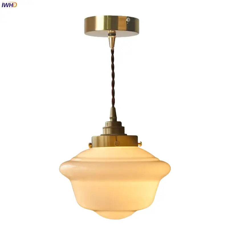 Decorbites cream glass led pendant light with warm frosted glass and brass fixture for kitchen lighting
