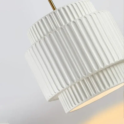 Decorbites cream wind led chandelier white ceramic tiered pendant light with vertical ridges and gold-toned fixture